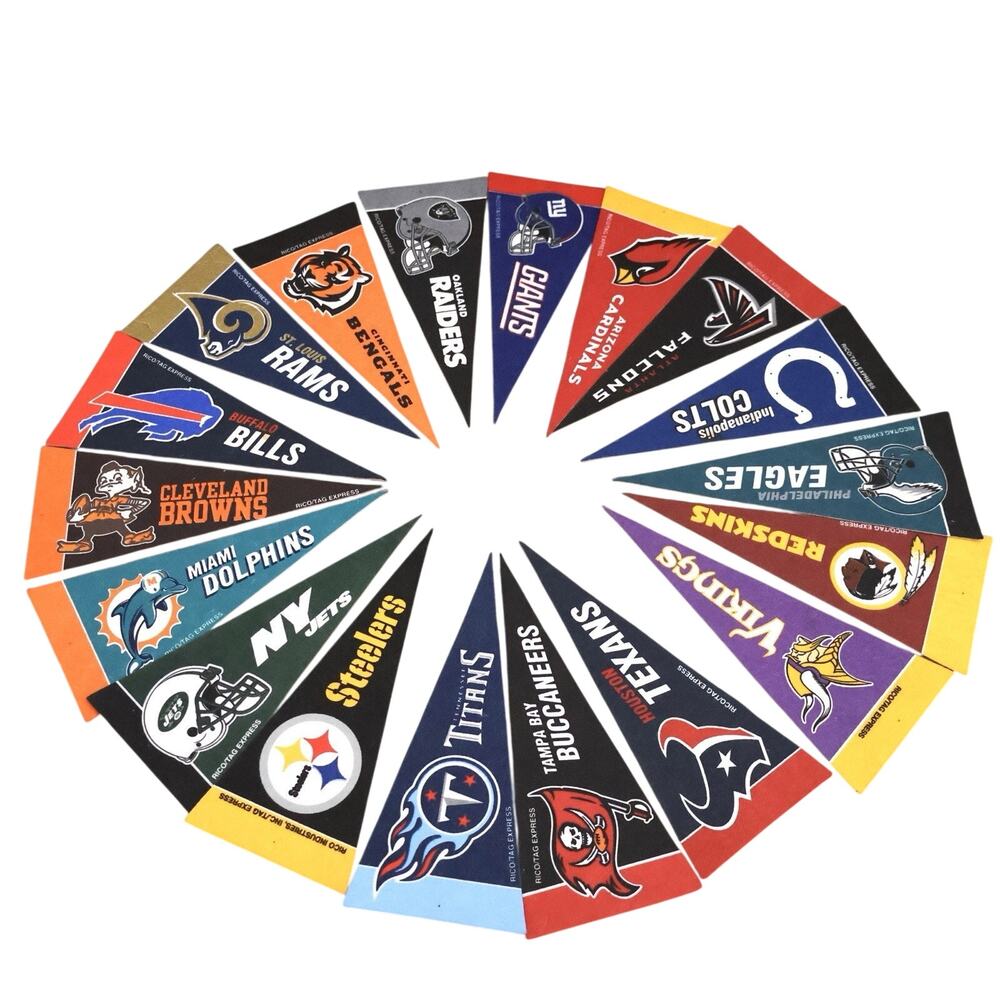 Vintage Rico Express NFL Football Mini Felt Pennants Set of 18 Decor